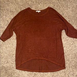 Soft Knit Red Orange 3/4 Sleeve Top M